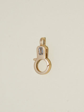 White Diamond Lobby Clasp in Satin Yellow 14k Gold