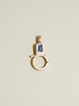 Blue Sapphire Lobby Clasp in Satin Yellow 14k Gold