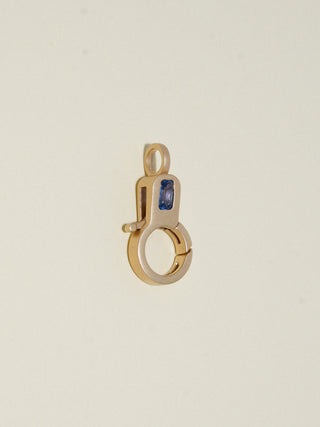 Blue Sapphire Lobby Clasp in Satin Yellow 14k Gold