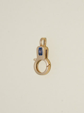 Blue Sapphire Lobby Clasp in Satin Yellow 14k Gold