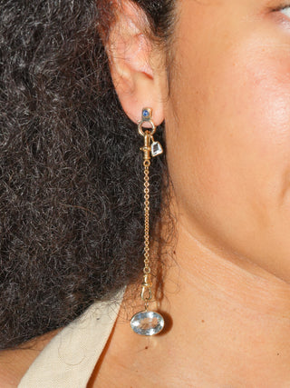 Blue Sapphire Lobby Earrings in Yellow 14k Gold