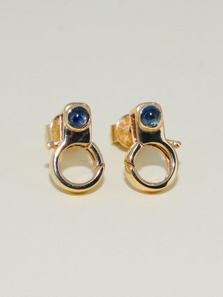 Blue Sapphire Lobby Earrings in Yellow 14k Gold